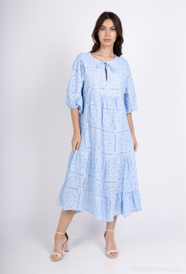 Großhändler Happy Look - Langes Kleid mit englischer Stickerei