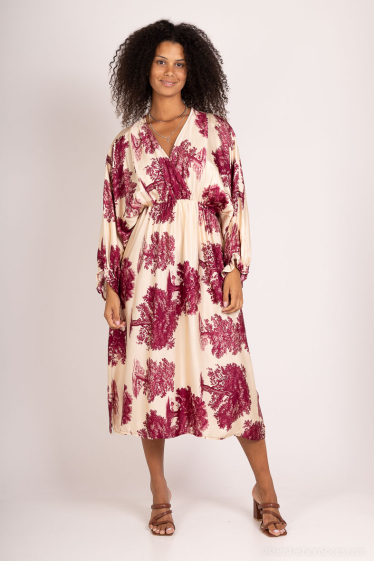 Wholesaler Happy Look - Long printed silk dress