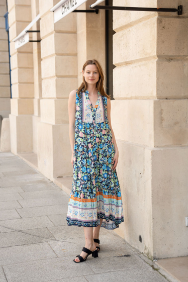 Wholesaler Happy Look - Long sleeveless printed dress