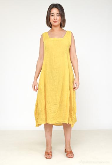 Wholesaler Happy Look - Sleeveless linen midi dress.
