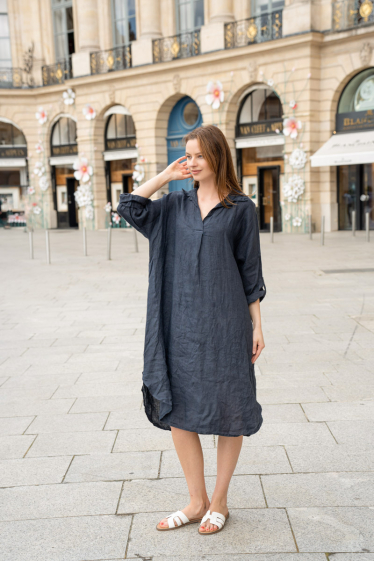 Wholesaler Happy Look - Linen midi dress