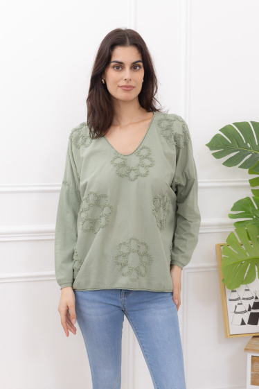 Wholesaler Happy Look - Embroidered cotton top