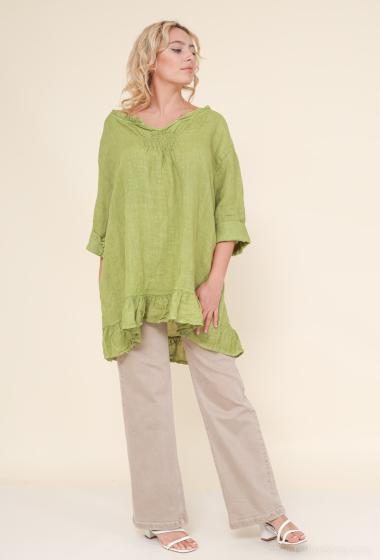 Wholesaler Happy Look - Linen tunic with ruffles