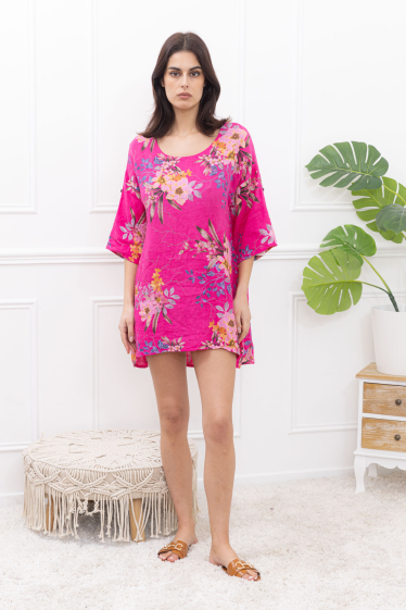 Wholesaler Happy Look - Floral linen tunic
