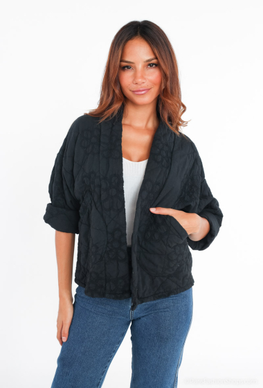 Wholesaler Happy Look - Short kimono-style jacket in embroidered cotton