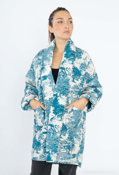 Grossiste Happy Look - Veste mi-longue style kimono imprimée