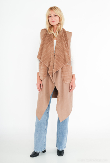 Wholesaler Happy Look - Reversible faux fur sleeveless jacket