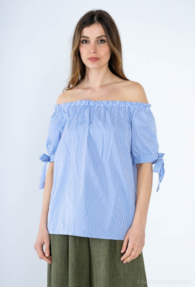 Wholesaler HD Diffusion - Striped bardot collar blouse
