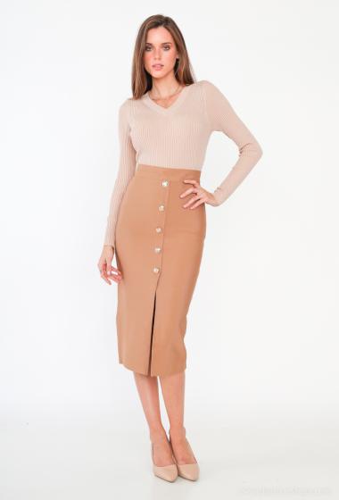 Wholesaler HD Diffusion - Tight bandage skirt with golden buttons