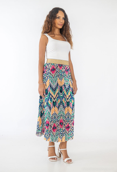 Wholesaler HD Diffusion - Printed satin pleated skirt