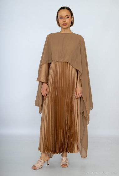 Wholesaler HD Diffusion - Long pleated dress with long sleeves and veil
