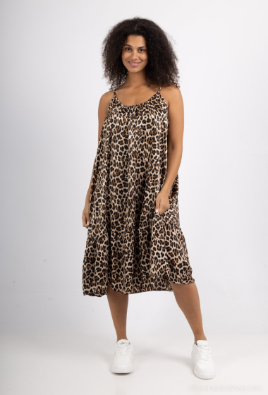 Wholesaler HD Diffusion - Oversized satin leopard dress