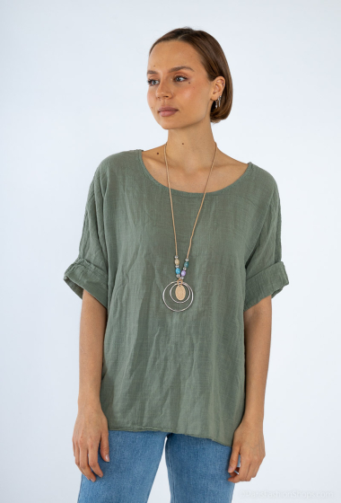 Wholesaler HD Diffusion - Cotton T-shirt with necklace