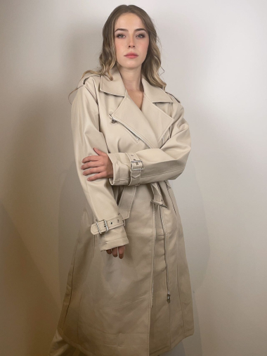 Wholesaler HD Diffusion - Faux leather trench coat