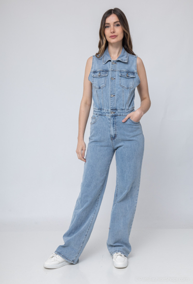 Grossiste HELLO MISS - Combinaison jean sans manche longue