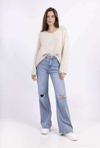 Großhändler HELLO MISS - Weite Jeans mit Stickerei