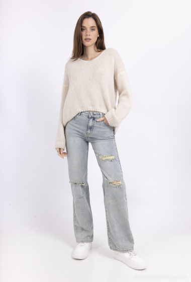 Wholesaler HELLO MISS - Wide jeans with embroidery