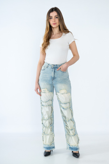 Wholesaler HELLO MISS - Wide fit ripped jeans