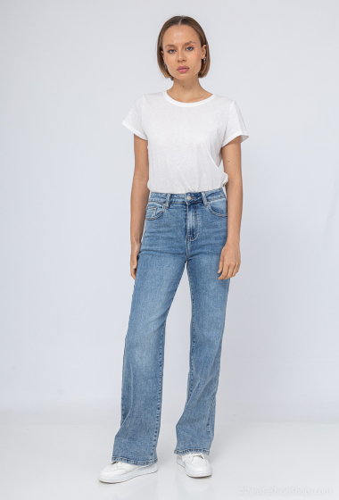 Wholesaler HELLO MISS - Straight and wide jeans with embroidery