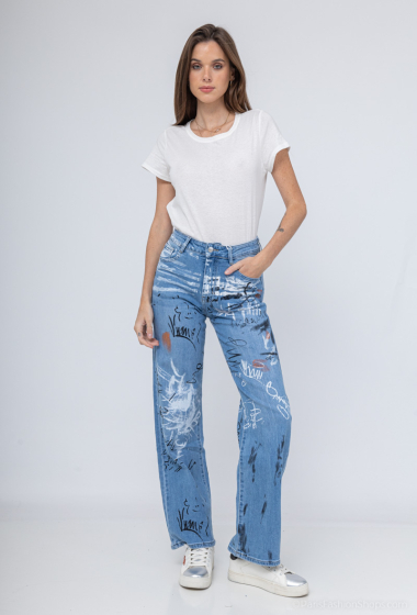 Großhändler HELLO MISS - Weite, gerade Jeans mit Siebdruck