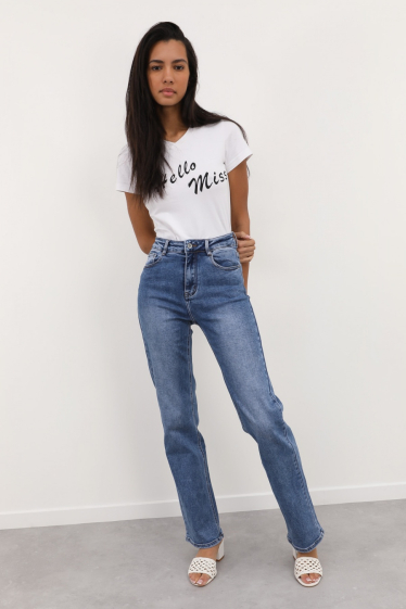 Wholesaler HELLO MISS - Raw colored wide leg jeans