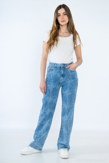 Grossiste HELLO MISS - Jeans large avec motif