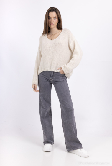 Wholesaler HELLO MISS - Raw colored wide leg jeans