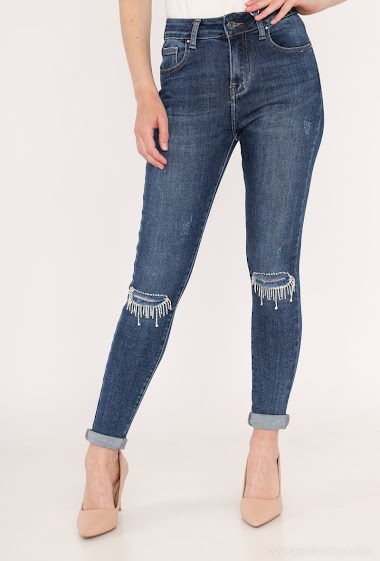 Grossiste HELLO MISS - Jeans skinny avec strass