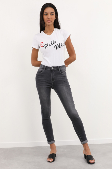 Mayorista HELLO MISS - Jeans rectos y anchos con bordado