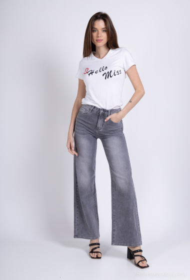 Großhändler HELLO MISS - Rohfarbene Jeans mit weitem Bein