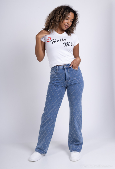 Großhändler HELLO MISS - Rohfarbene Jeans mit weitem Bein