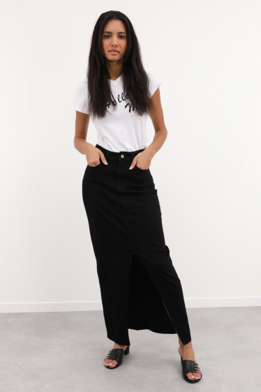 Wholesaler HELLO MISS - Extra long skirt with slit front
