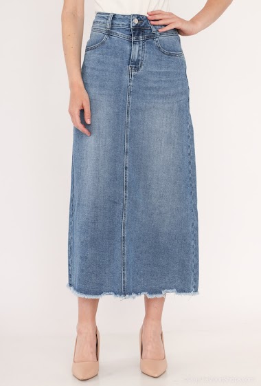 Grossiste HELLO MISS - Jupe longue en jeans