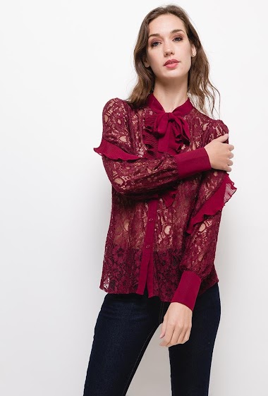 Großhändler ABELLA - Lace shirt with pussy bow