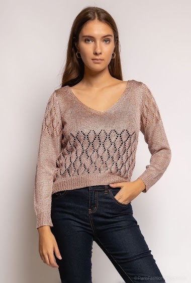 Großhändler ABELLA - Perforated sparkly jumper with sequins