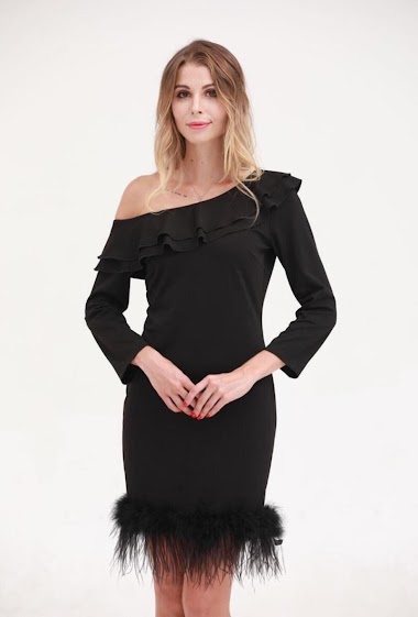 Wholesaler ABELLA - Dress with ruffles and fur