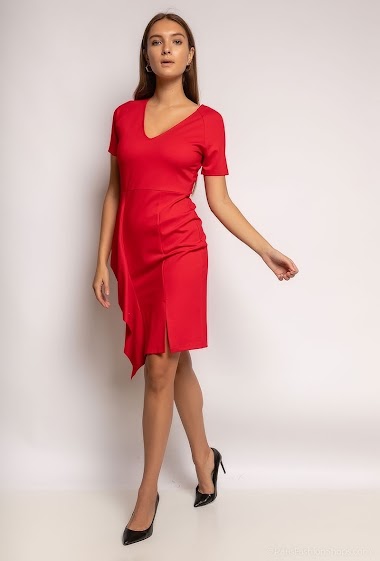 Wholesaler Hirondelle - Dress with asymetrical ruffles