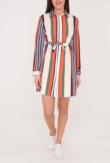 Wholesaler Hirondelle - Striped shirt dress