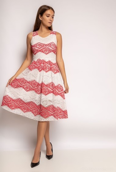 Wholesaler ABELLA - Striped bicolor lace dress