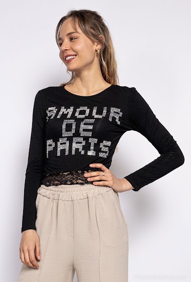 Grossiste Hirondelle - T-shirt AMOUR DE PARIS