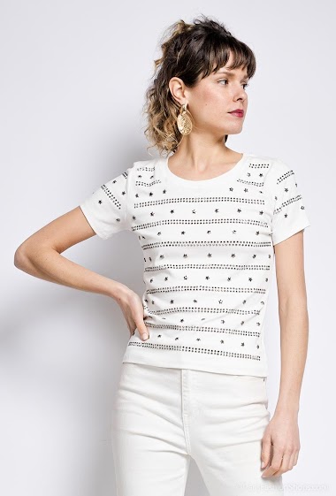 Grossiste ABELLA - T-shirt avec étoiles et strass
