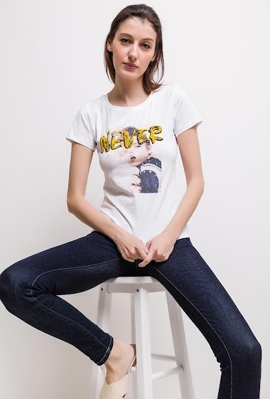 Grossiste Hirondelle - T-shirt imprimé NEVER