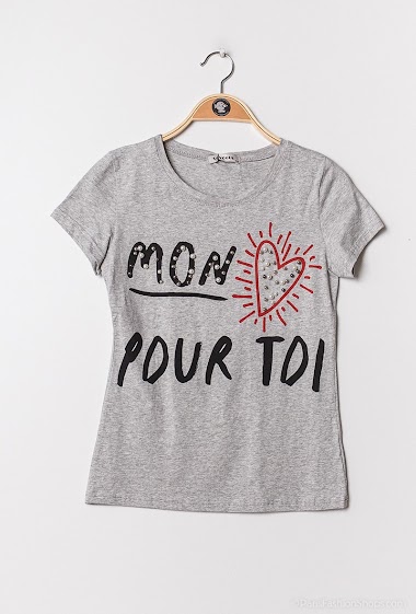Wholesaler ABELLA - T-shirt "mon cœur pour toi"