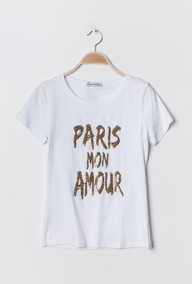 T shirt PARIS MON AMOUR with sequins ABELLA Paris Fashion Shops