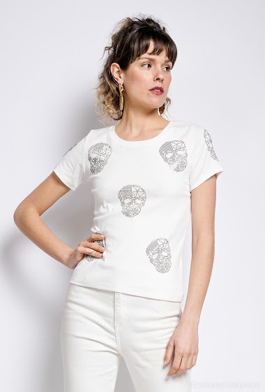 Großhändler ABELLA - T-shirt with skull and strass