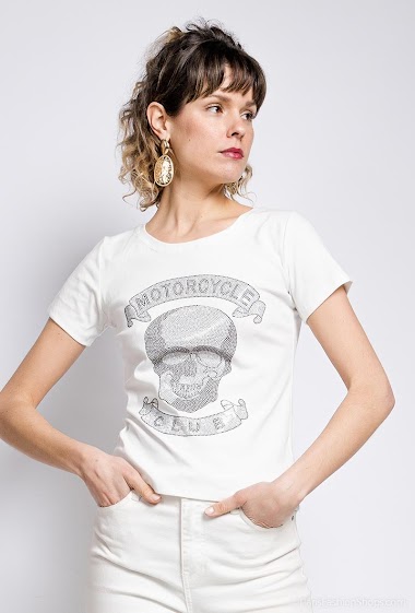 Grossiste ABELLA - T-shirt tête de mort avec strass
