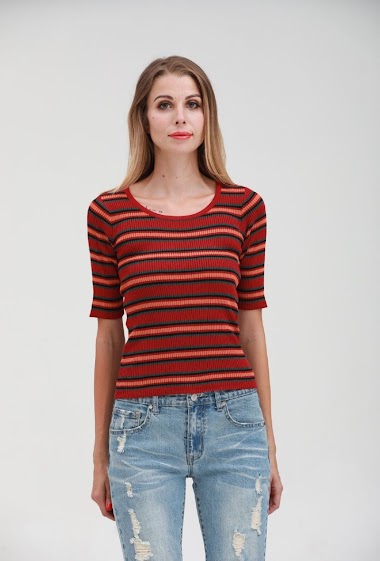 Wholesaler Hirondelle - Stretch striped cropped top