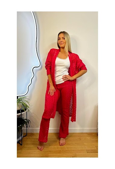 Wholesaler HJA diffusion - 3/4 sleeved crochet set with lining pants