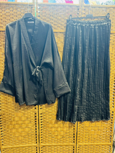 Grossiste HJA diffusion - Ensemble kimono jupe plissé