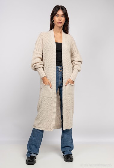 Wholesaler HK&City - Wool mesh long sleeve long jacket